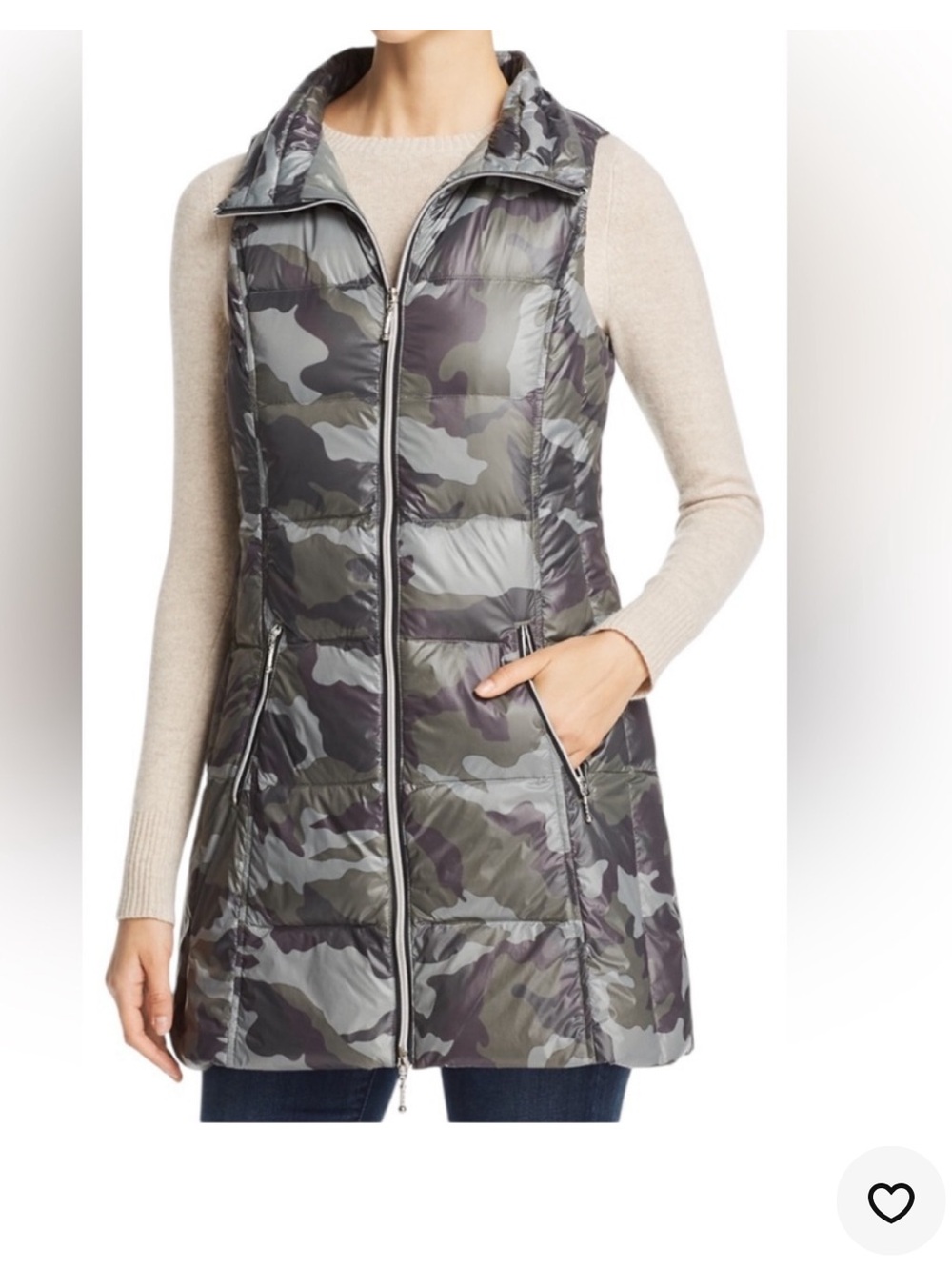 My anorak camo quilted long zip duck down packable hiking outdoors vest